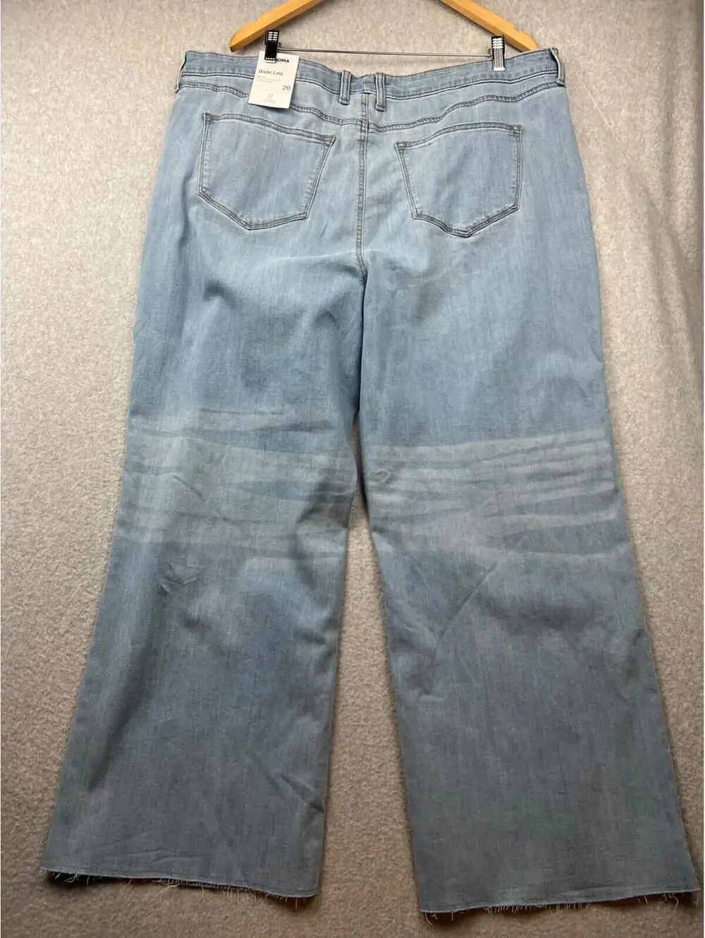 Sonoma Wide Leg High Rise Jeans Womens Plus Size 20 Relaxed Raw Hem Button Fly